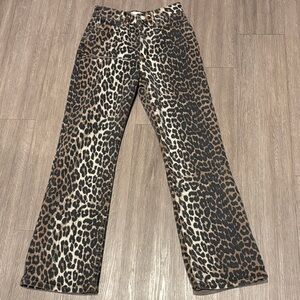 Ganni Leopard Betzy Cropped Flare Jeans